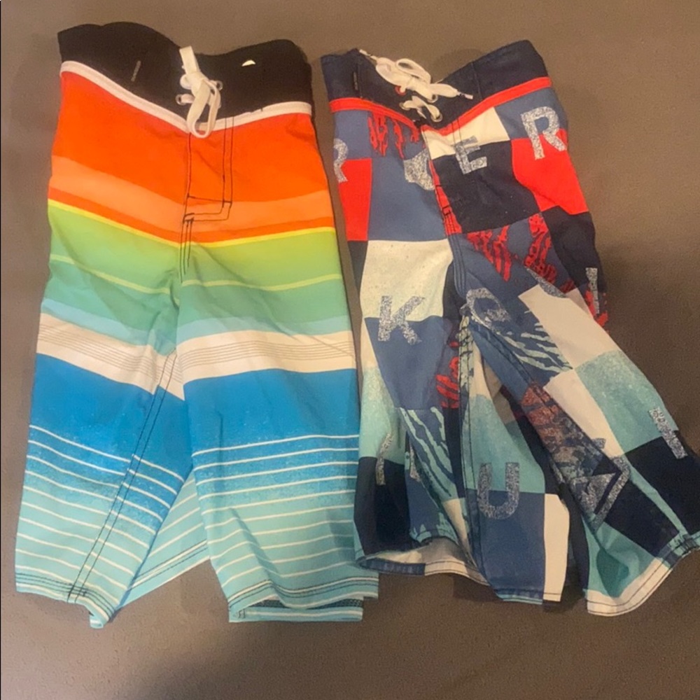 Two quiksilver boys bathing suits size 27